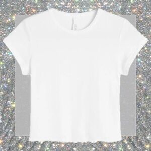 SKIMS Drop Needle Pointelle Cropped Tee in Snow size S NWT!